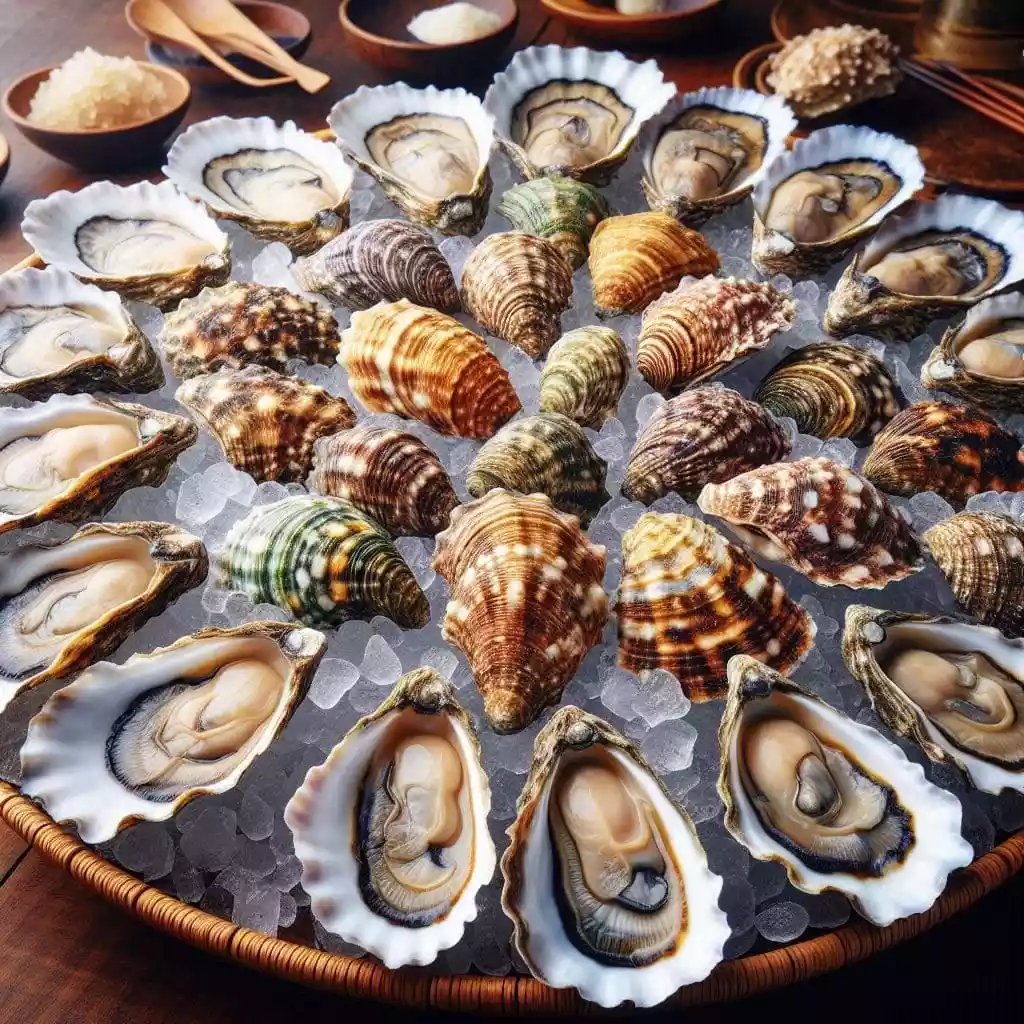 A luxurious spread of freshly shucked oysters on a bed of ice, complemented by lemon wedges and a glass of crisp white wine—an elegant highlight of Estepona's best chiringuitos and fine dining restaurants.