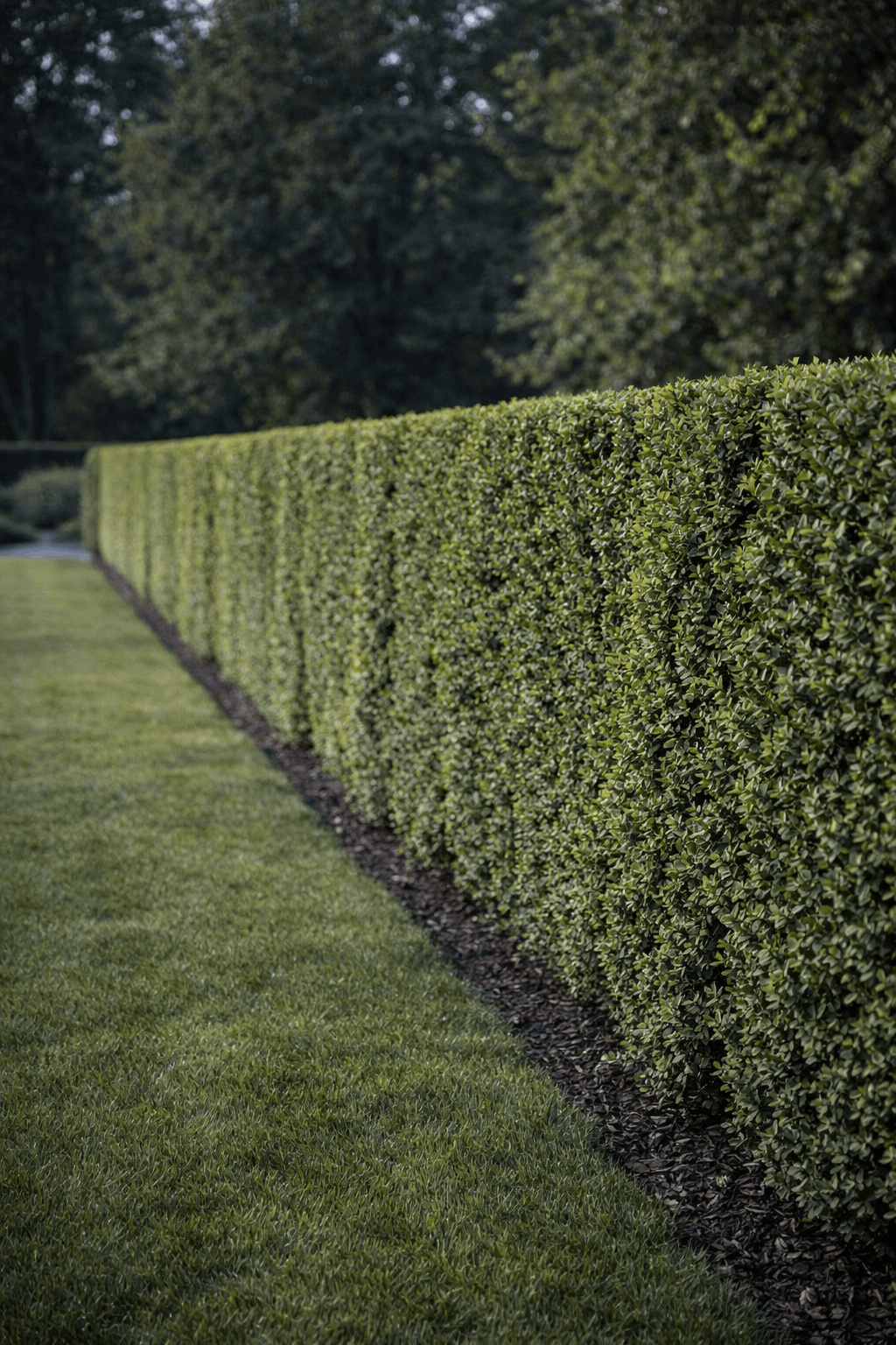 Аллея с ровной живой изгородью