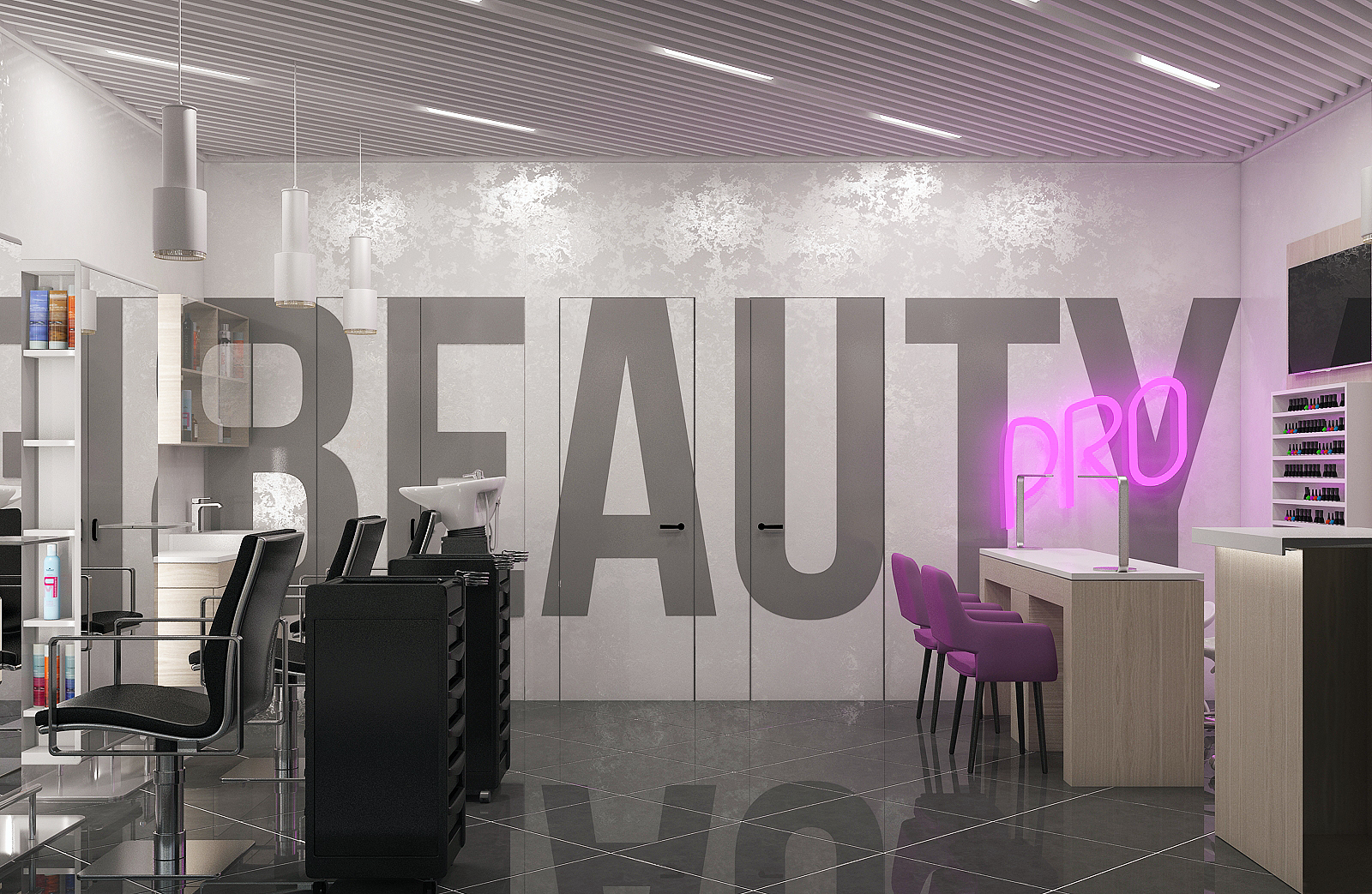 Фото 1. Дизайн салона красоты Beauty PRO 35м2
