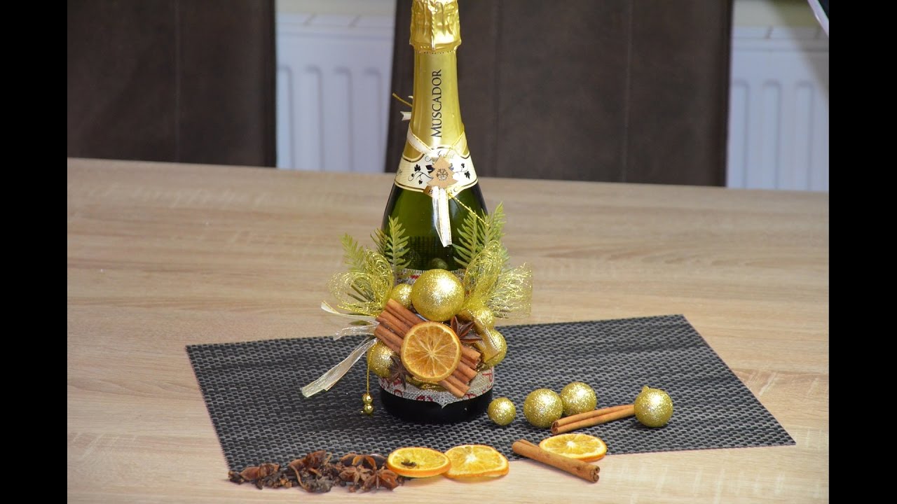Декор бутылок шампанского на свадьбу: Пошаговое оформление на фото