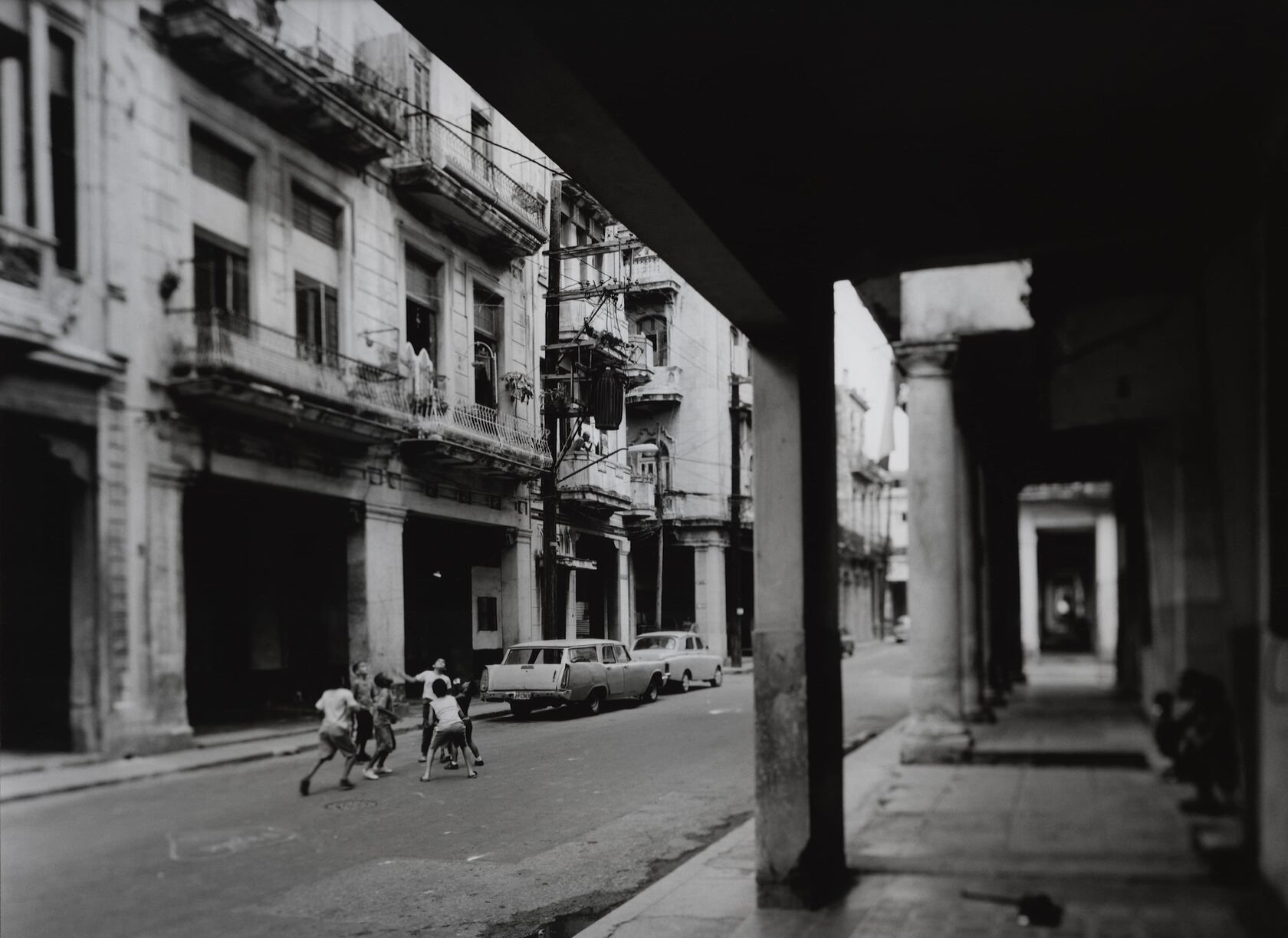 Children Playing Ball. Havana. 2007. BW Negative 4×5 inch.