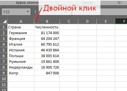 Автоподбор ширины ячеек в excel