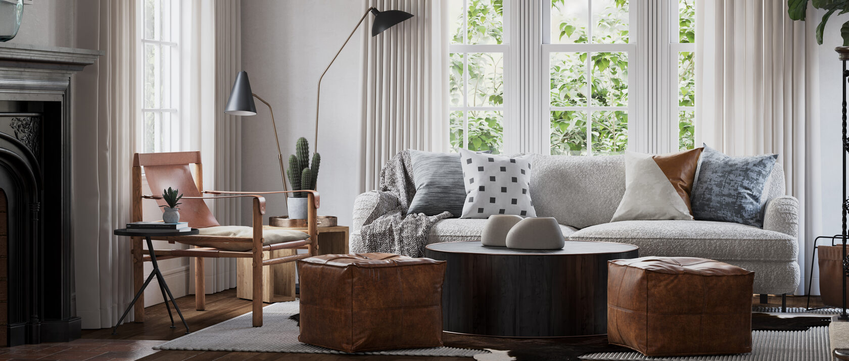 Уютная гостиная в американском стиле