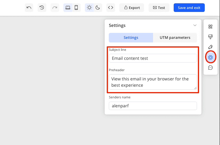 Setting up email subject line and preheader