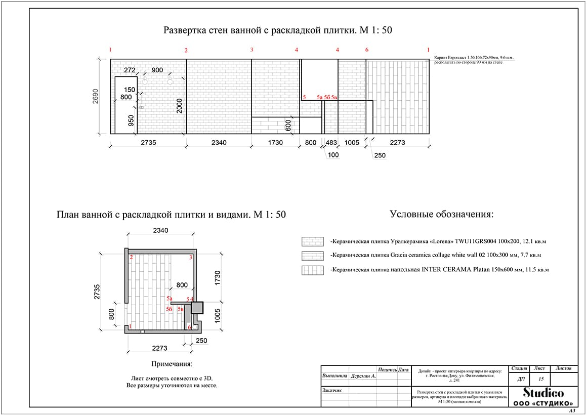 План развертки санузла