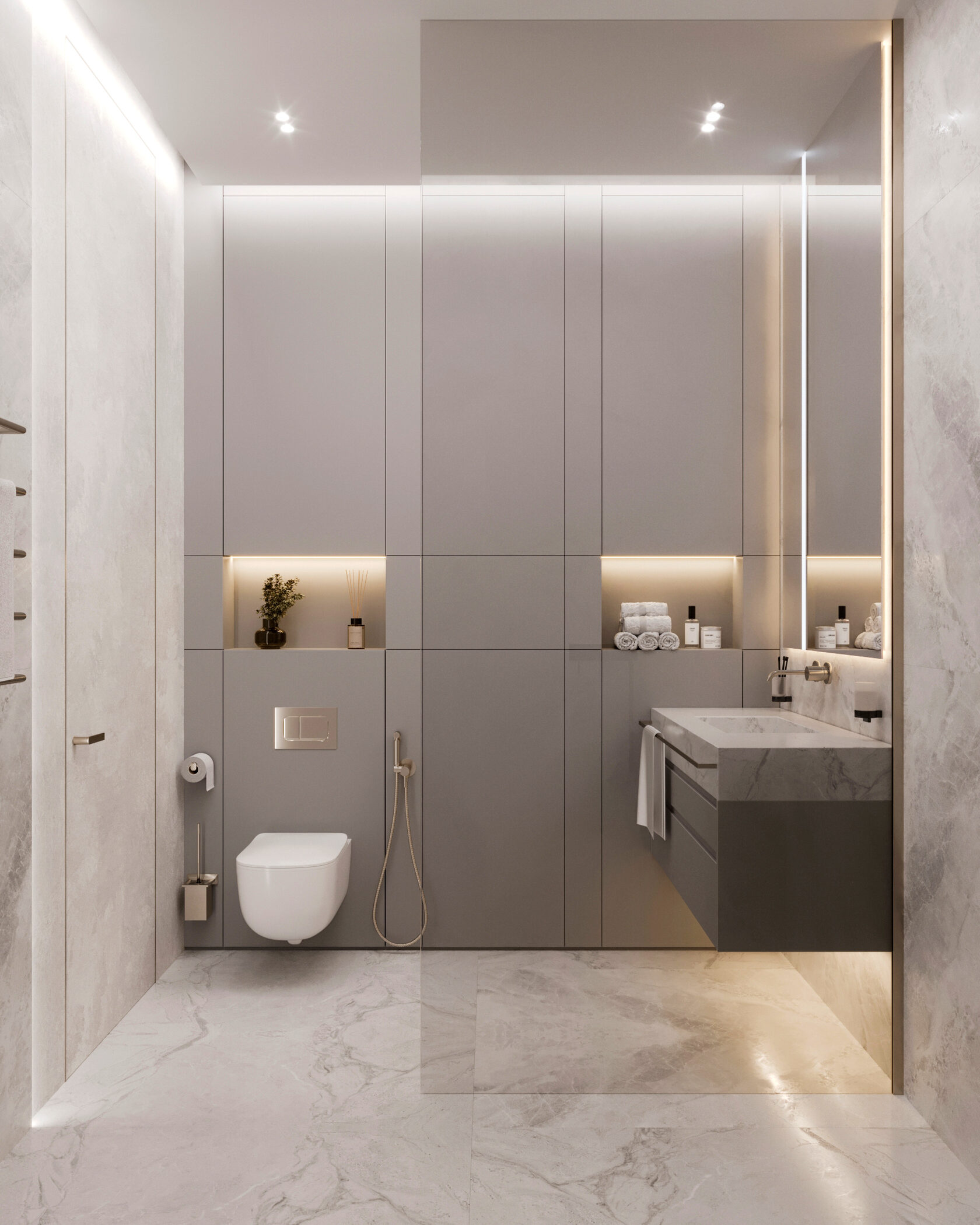 Дизайн гостевого санузла с легким современным интерьером