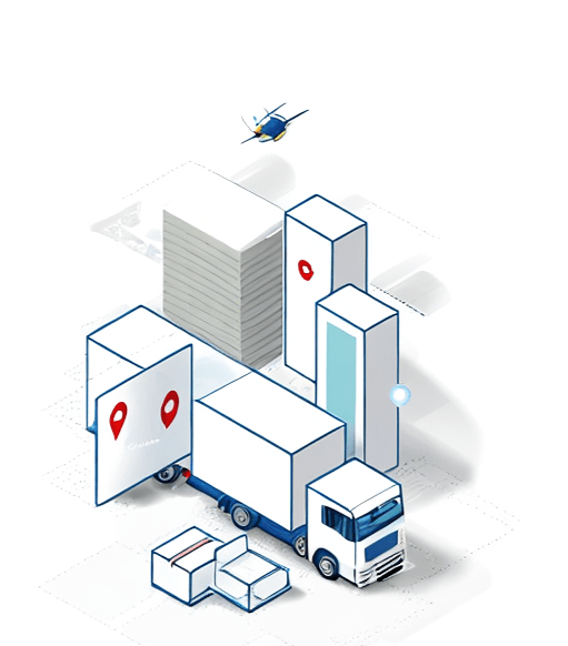 грузовик и дома