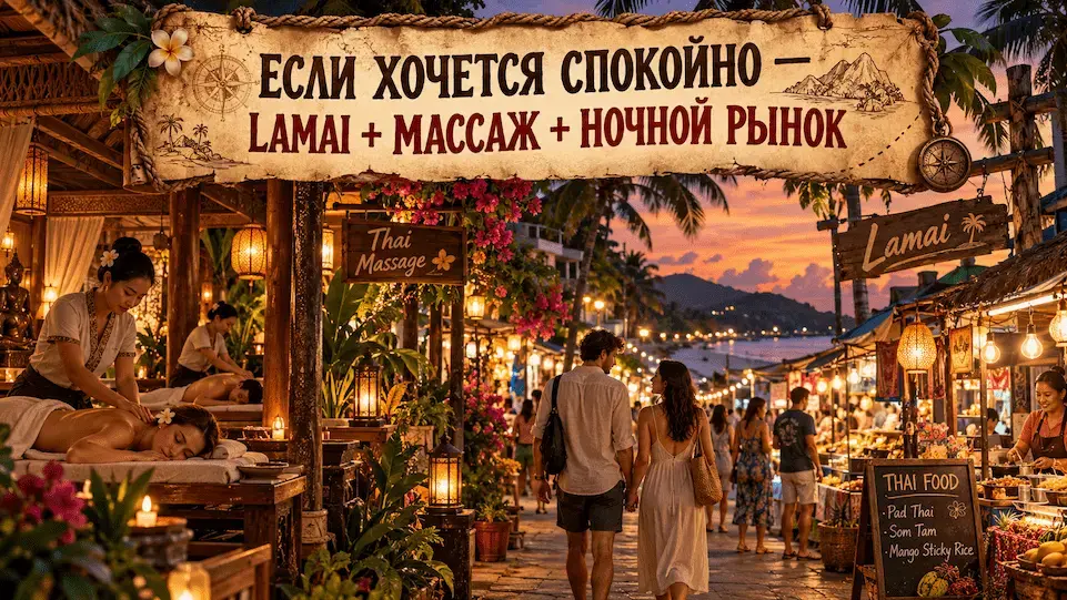 Спокойный вечер в Lamai — тайский массаж и ночной рынок Самуи