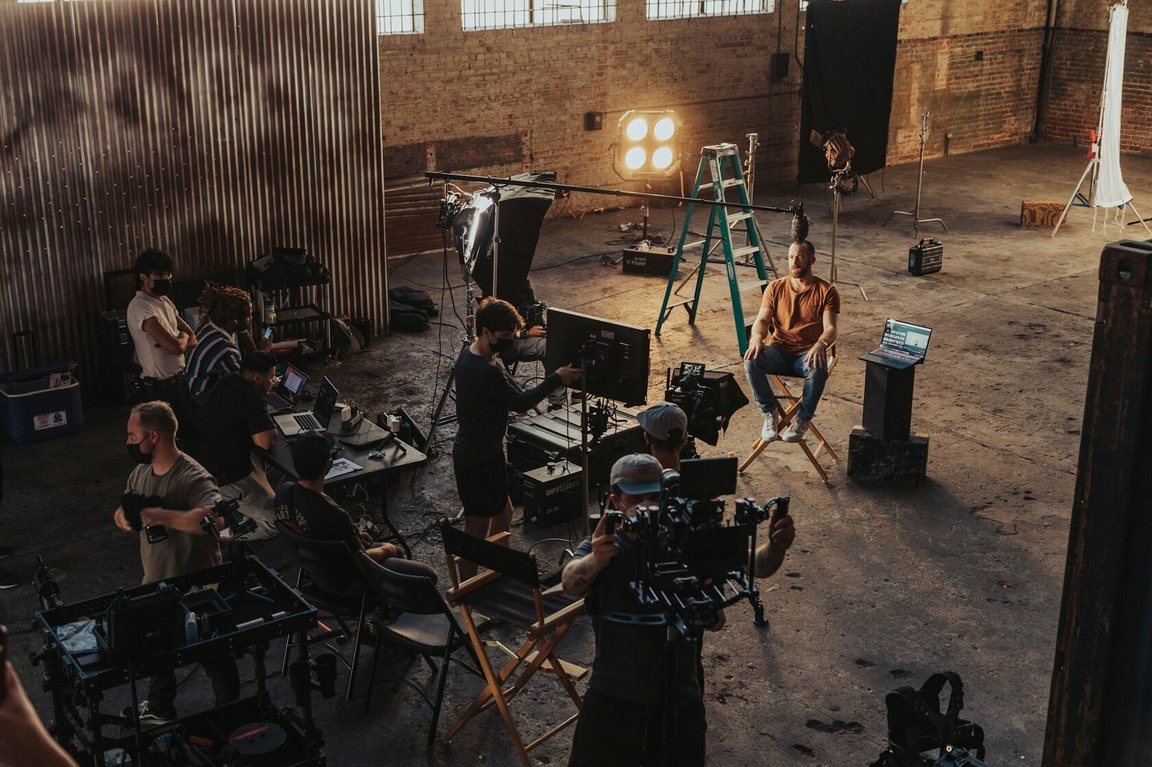 Film crew on set