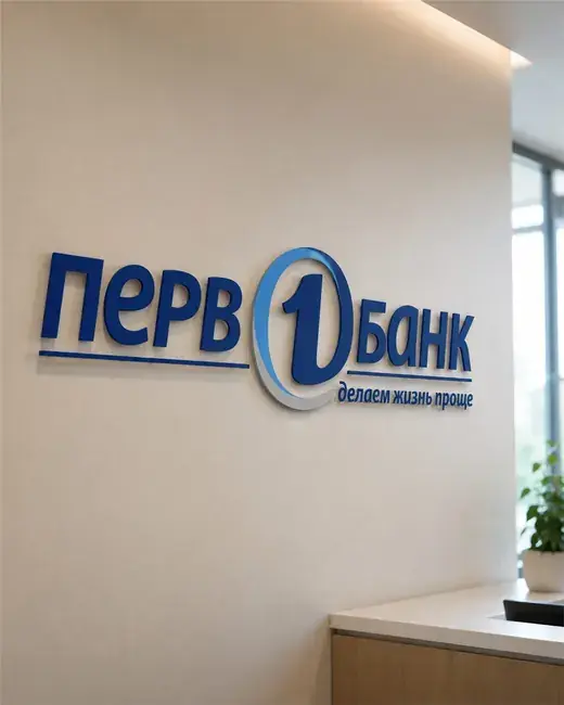 Интерьерная объёмная вывеска Первый банк