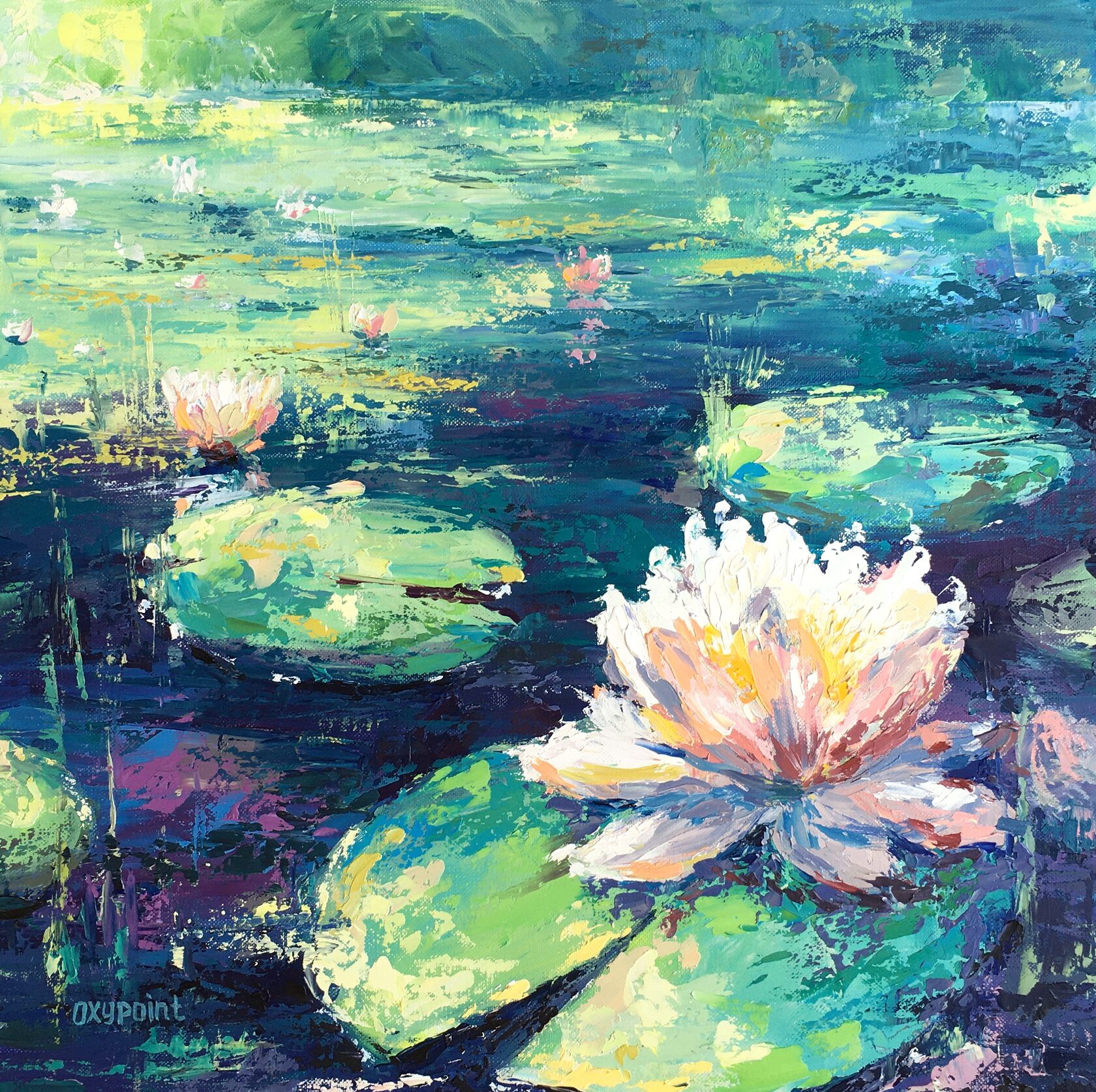 water lily oil painting