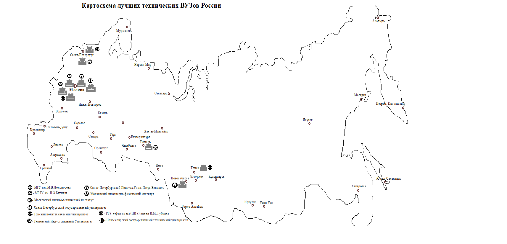 Технические вузы москвы карта