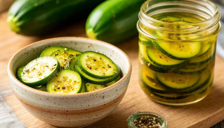 Классический рецепт маринованных кабачков кружочками с чесноком