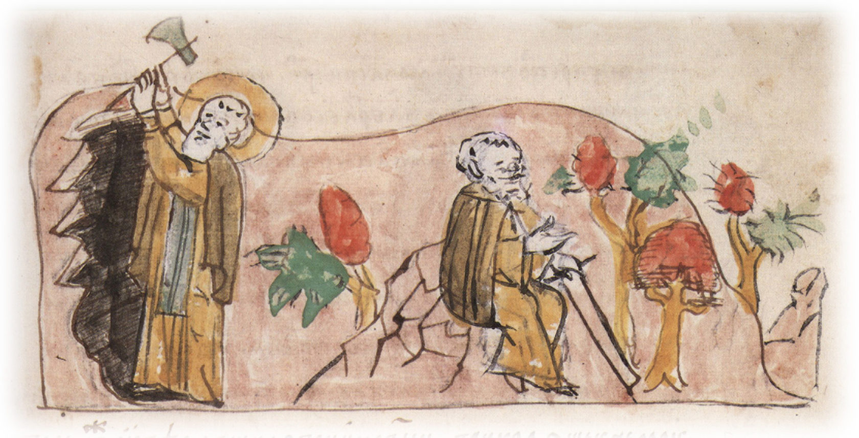 Антоний Печерский миниатюра 15 века