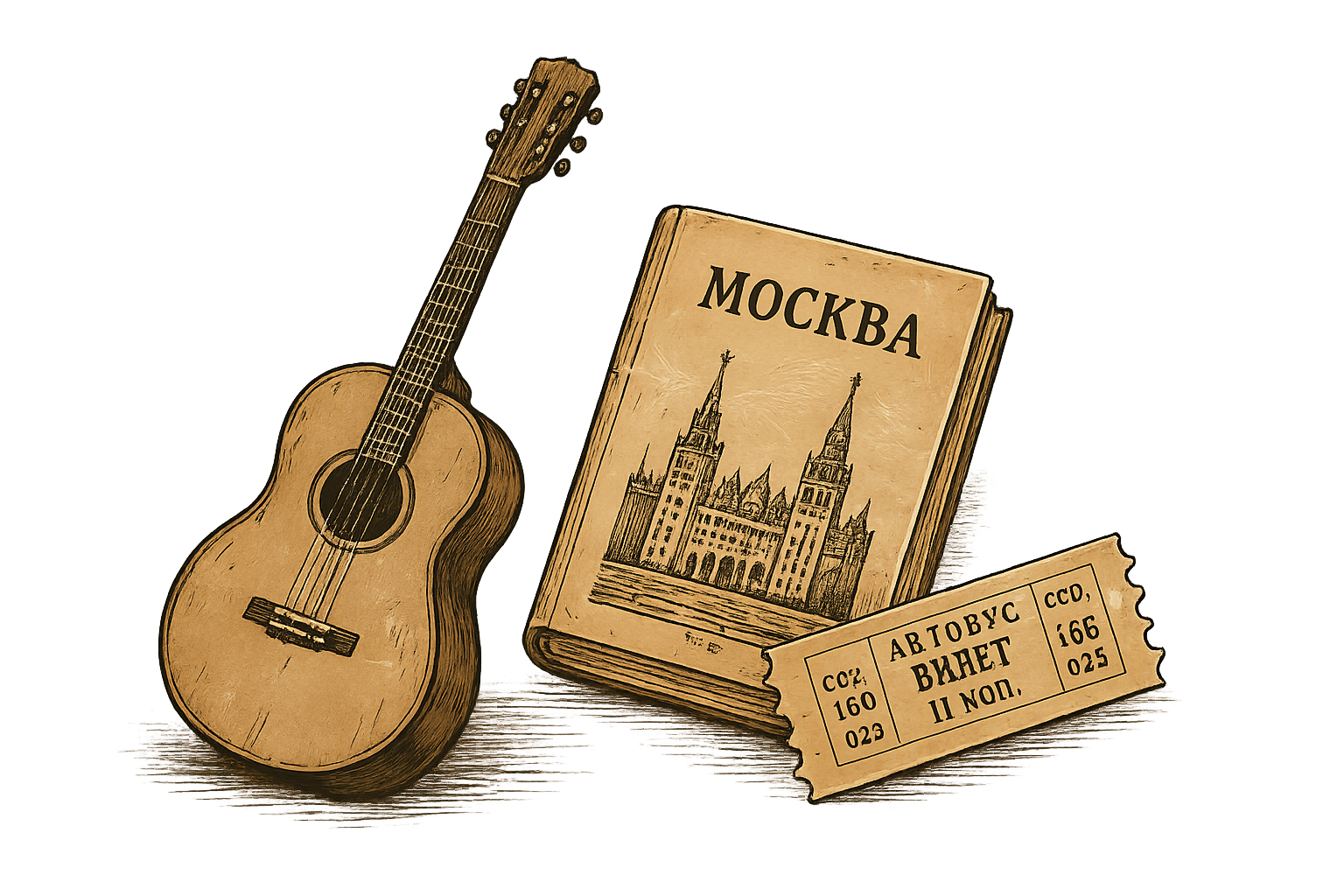 Гитара, книга и билет
