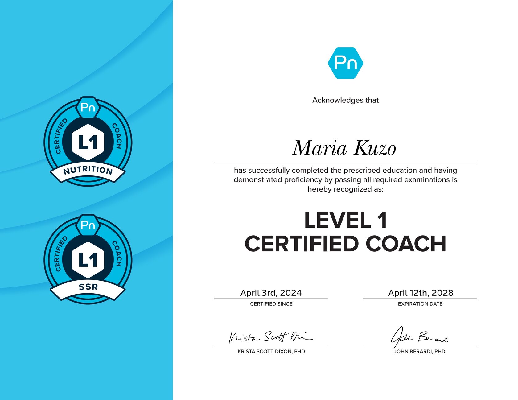 PN Level 1 Certified Coach