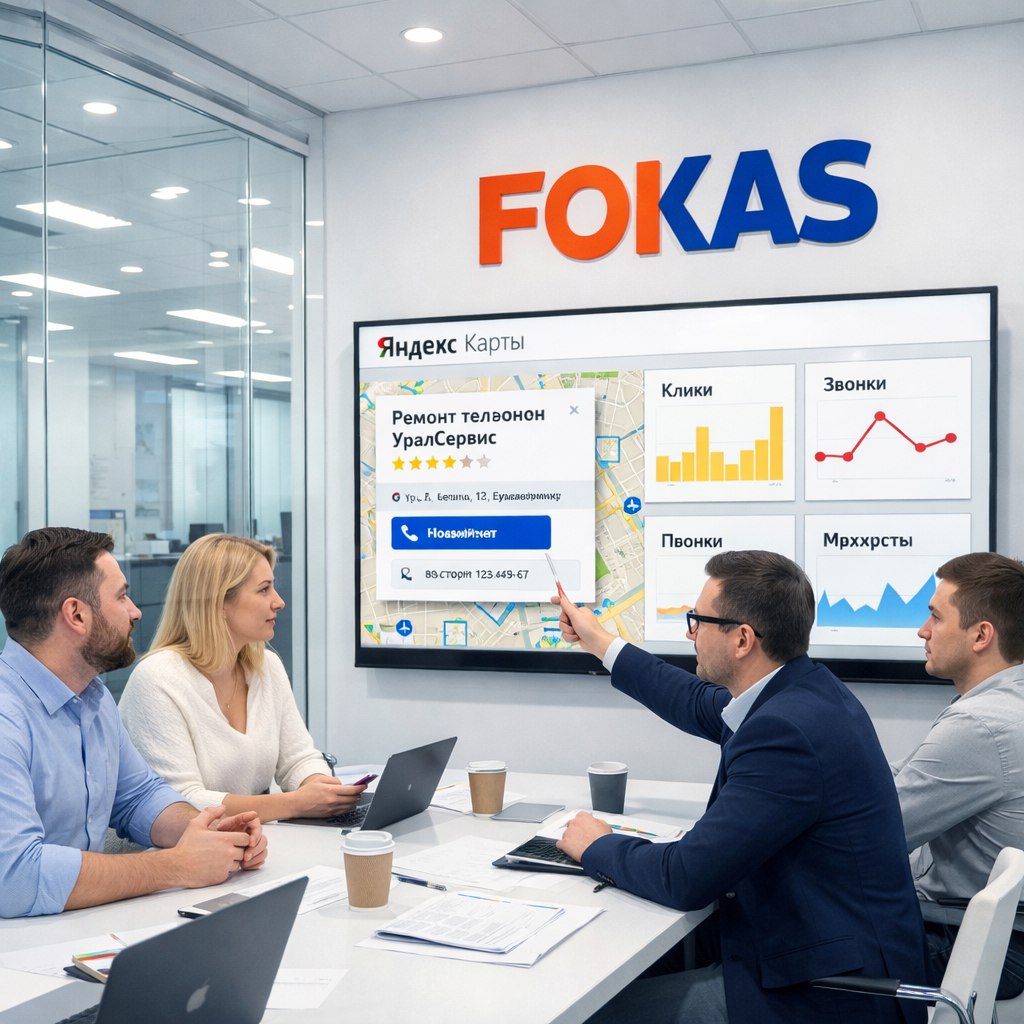 Команда диджитал-агентства FOKAS анализирует рекламу в Яндекс Картах