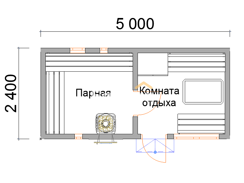 Проект бани 5 на 5 метра