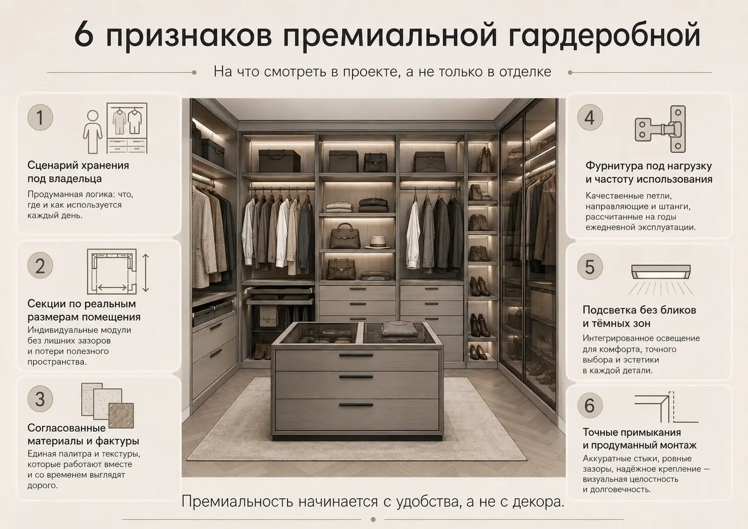 Шесть признаков премиальной гардеробной