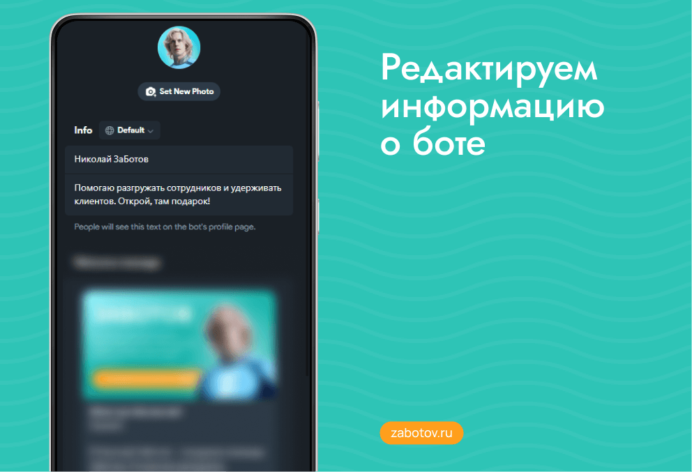 Редактируем  информацию о боте