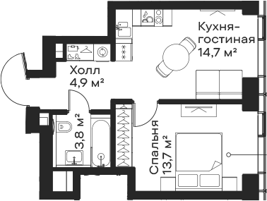 2-комн 49,3 м²