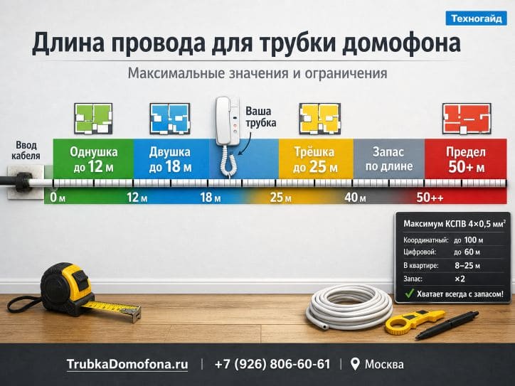Длина провода для трубки домофона: максимальные значения и ограничения