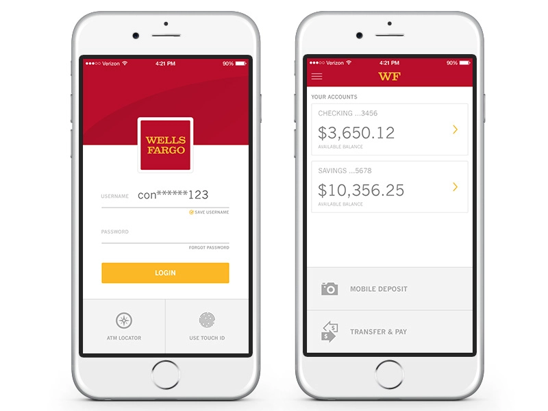 Банки без мобильного приложения. Wells Fargo мобильное приложение. Wells Fargo online Banking. Wells Fargo online Banking login. Wells Fargo Design app.