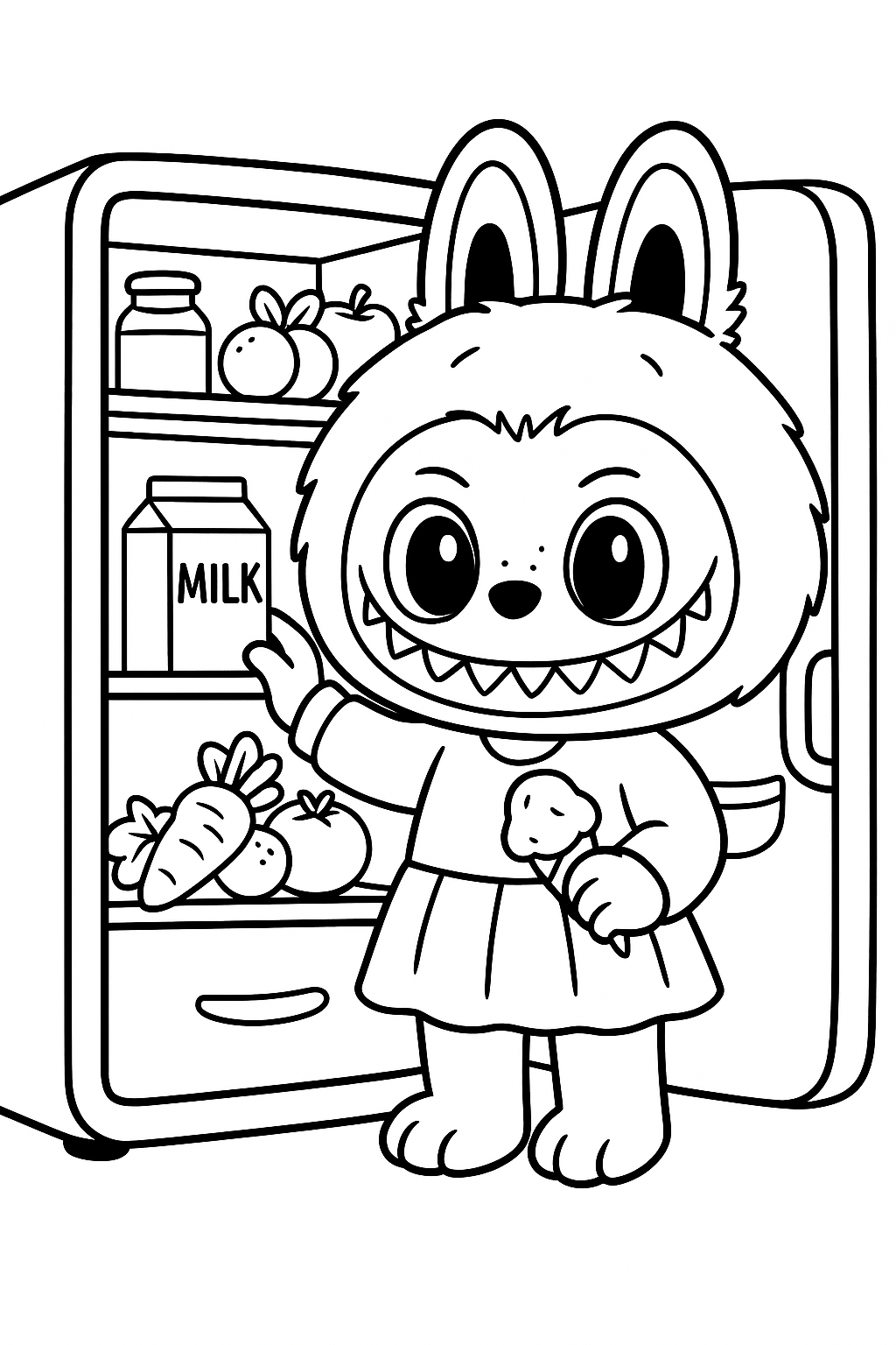 Раскраска для детей Лабубу (Labubu) милый монстр 