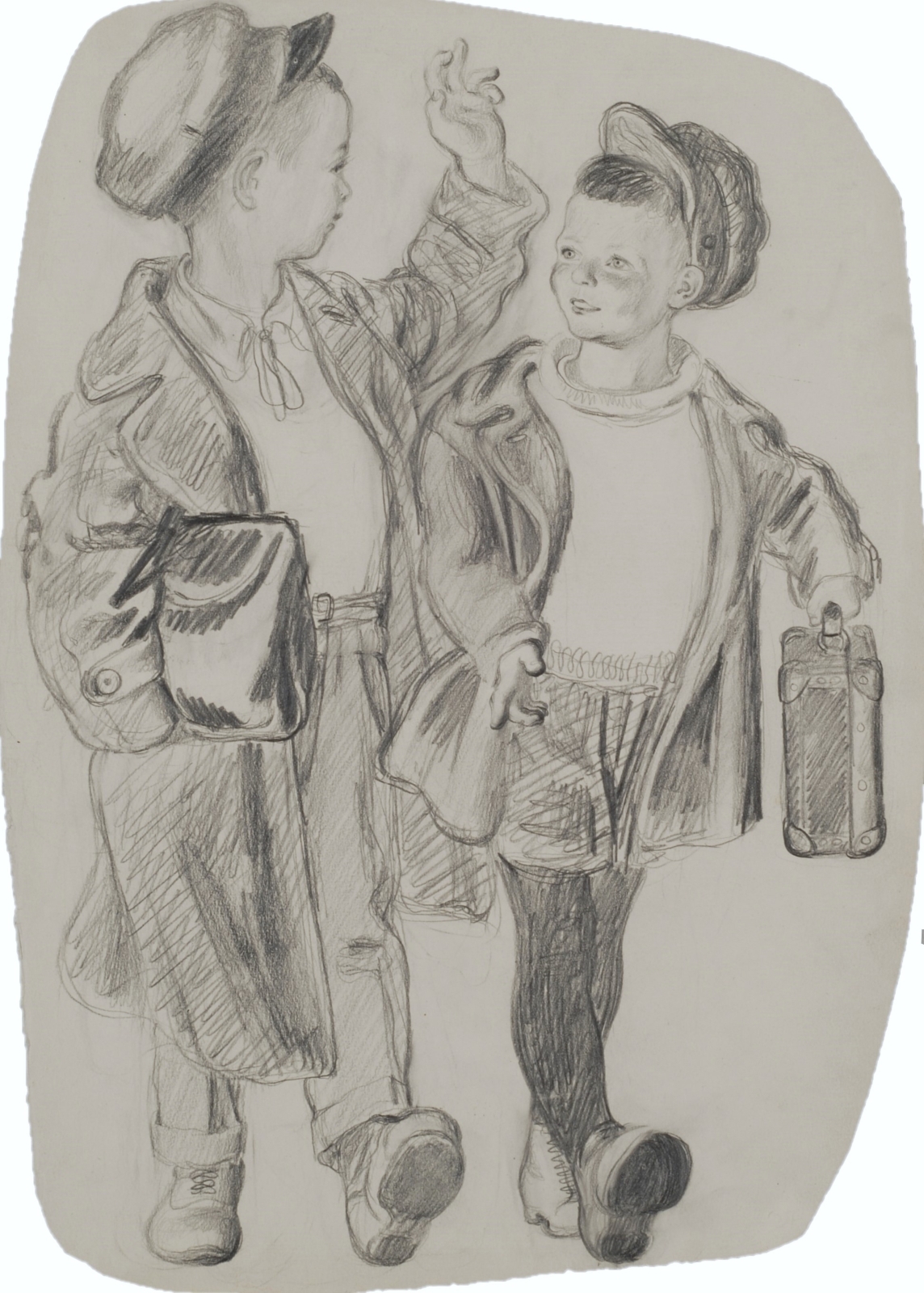 Иллюстрация к стихотворению С. Маршака «Веселый день» из книги «Школьные товарищи». 1936