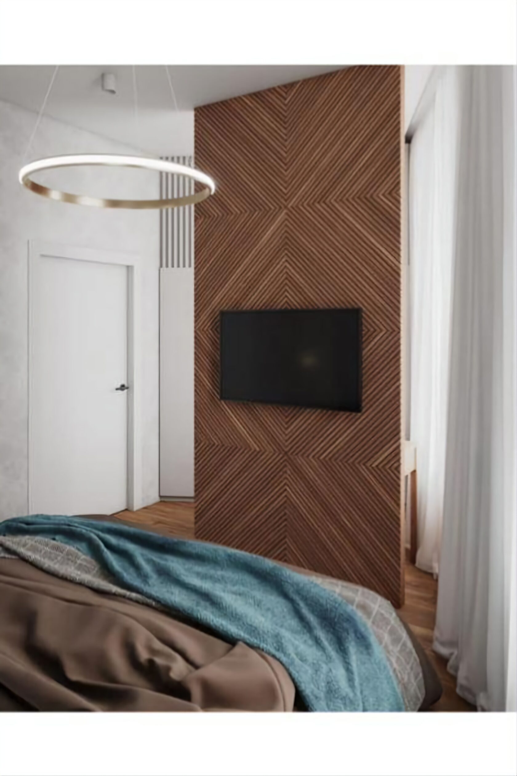 Реечные панели из шпона дуба, создающие теплую атмосферу в интерьере, с выразительной текстурой и естественными оттенками древесины.