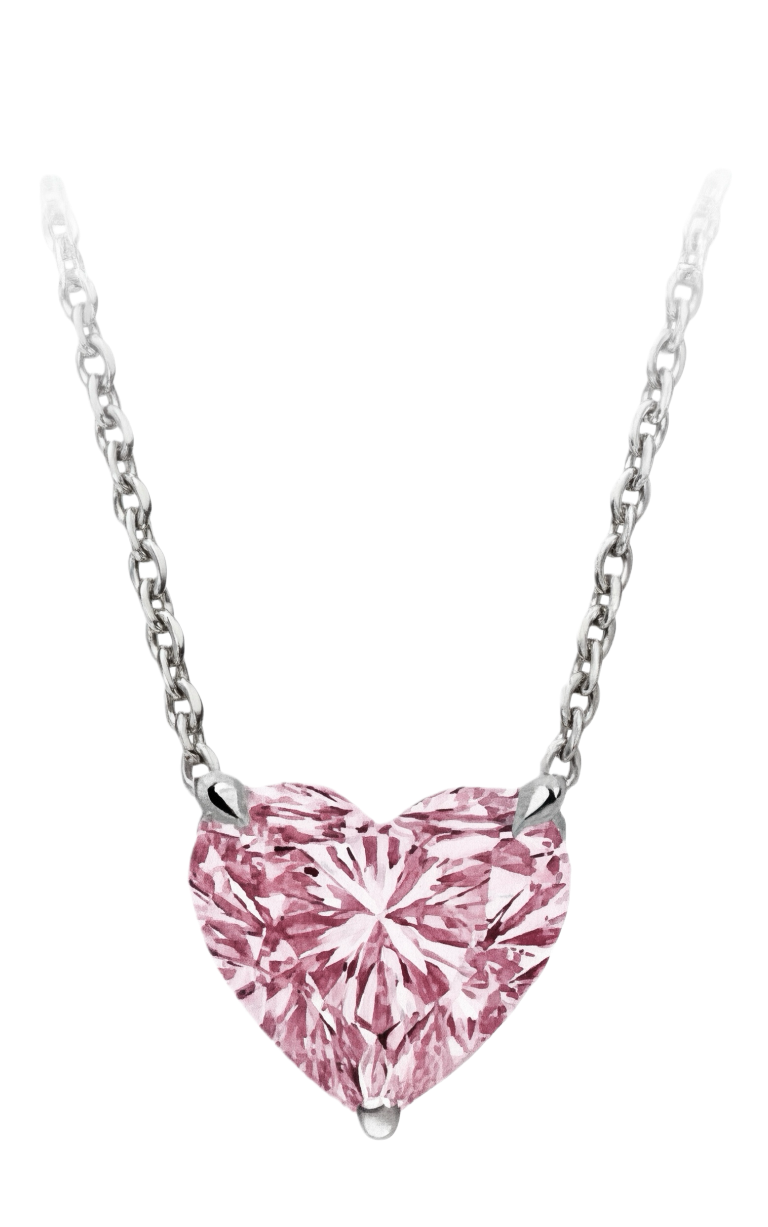 Подвеска с выращенным бриллиантом розового цвета огранка сердце в золоте