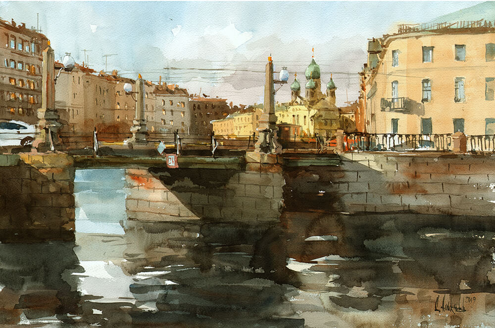 St. Petersburg motif. 2019. Watercolor on paper, 36x56