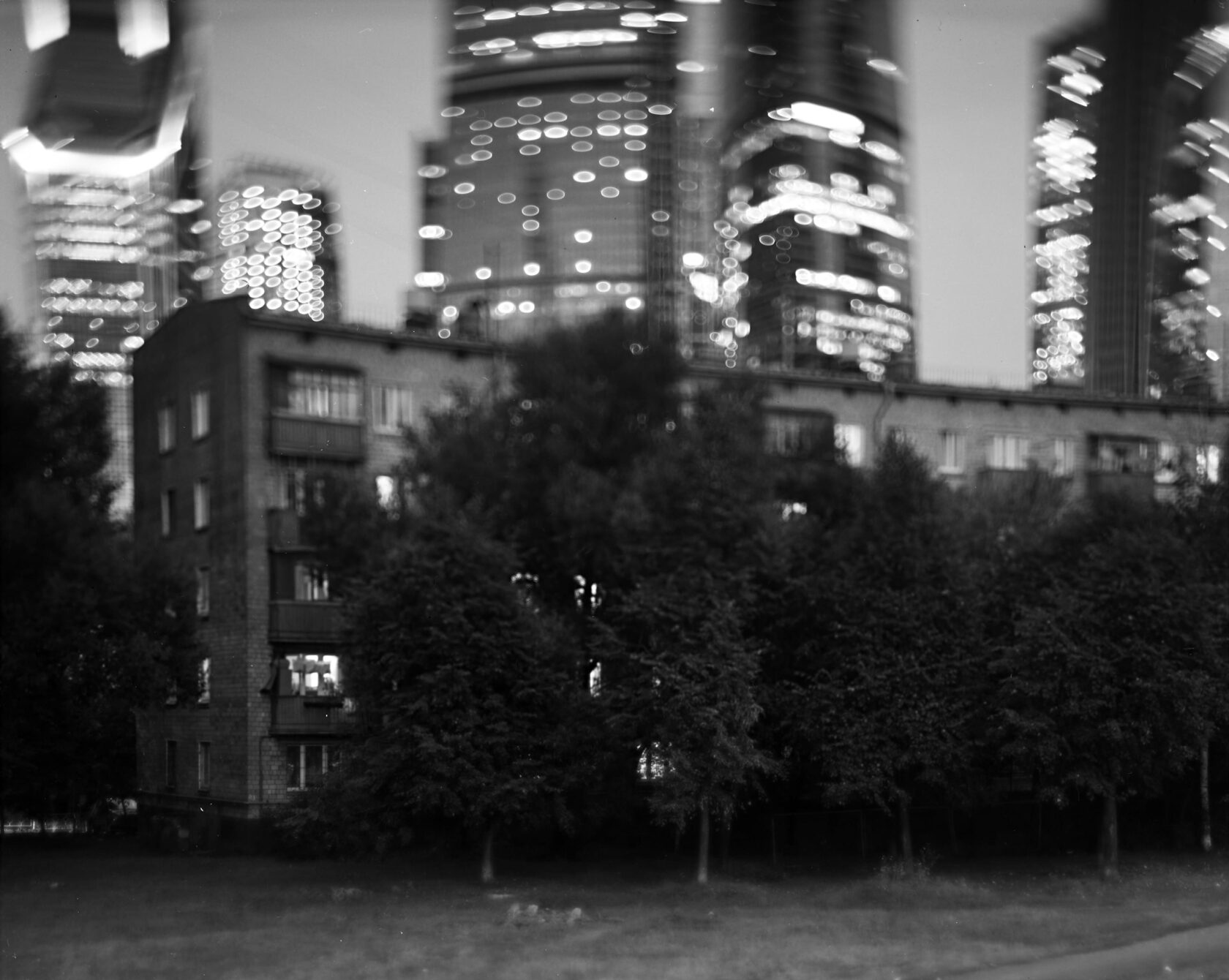 New and old Moscow near the City Center. Moscow. BW negative 4x5 inch 2016