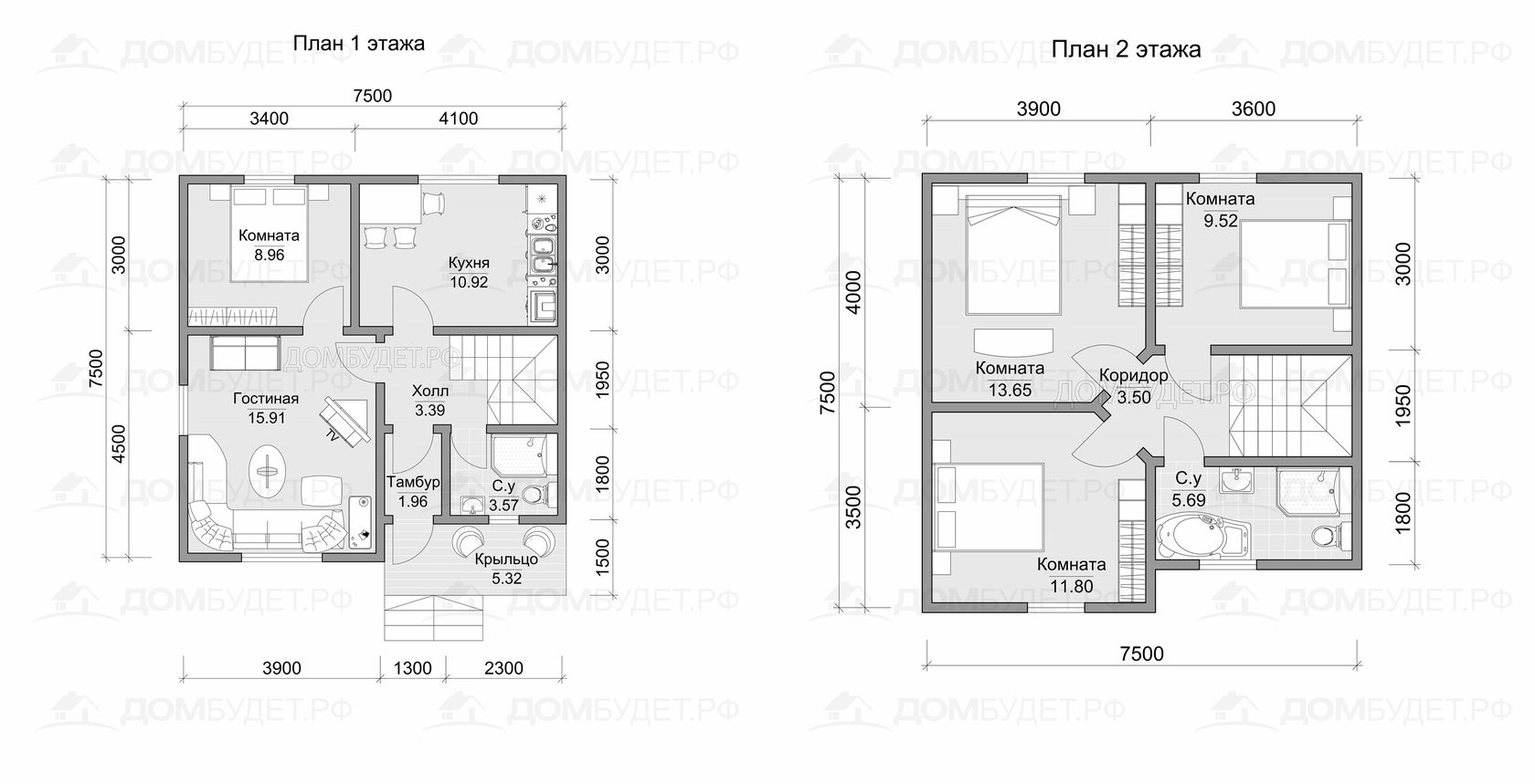 Планировка домов из бруса 110 м2