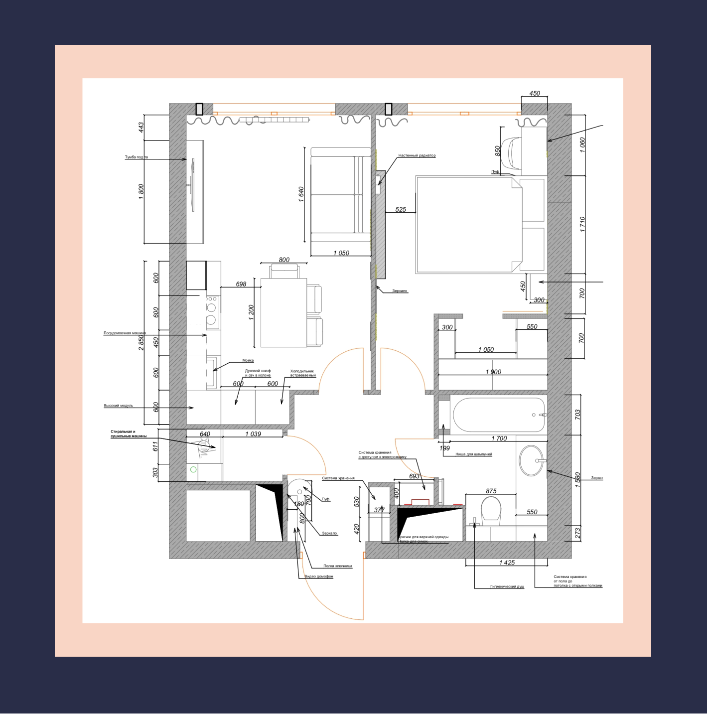 Дизайн проект и планировка квартиры в ЖК THE ONE СПБ