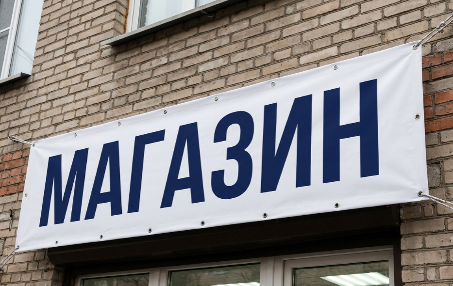 Баннер на фасаде здания