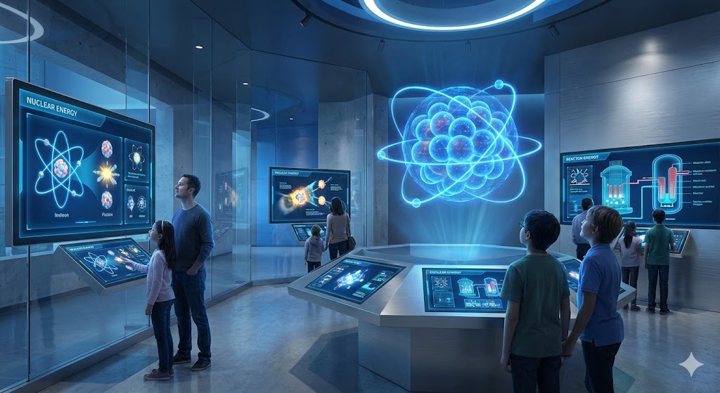 Современная выставка достижений атомной промышленности в павильоне Атом 