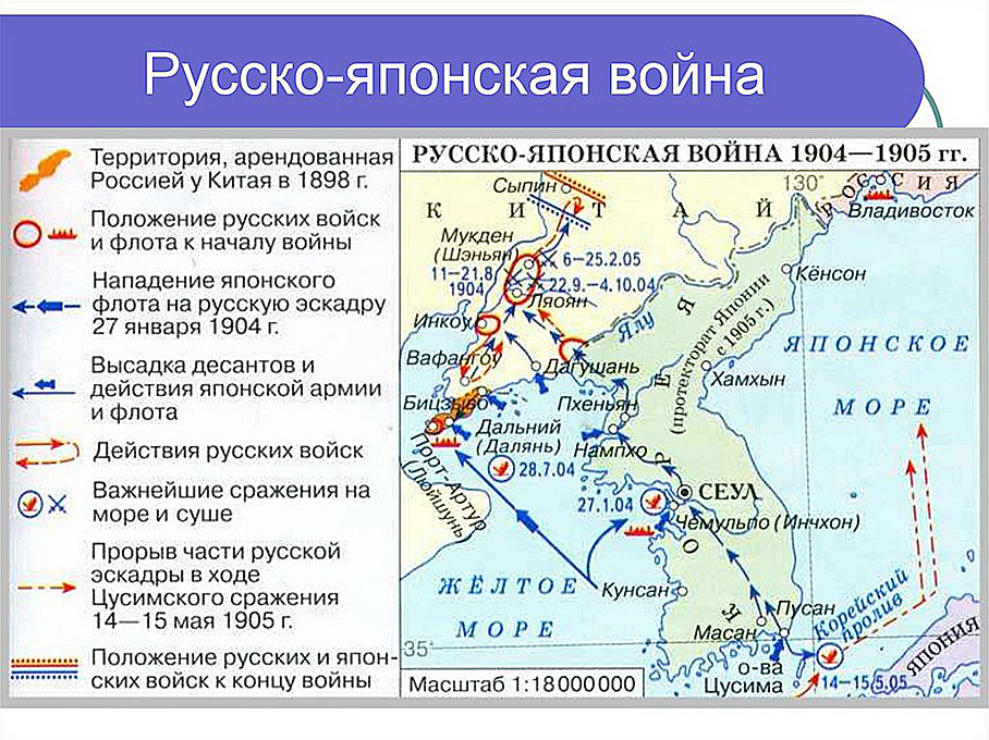 Контурная карта по истории русско японская война 1904 1905