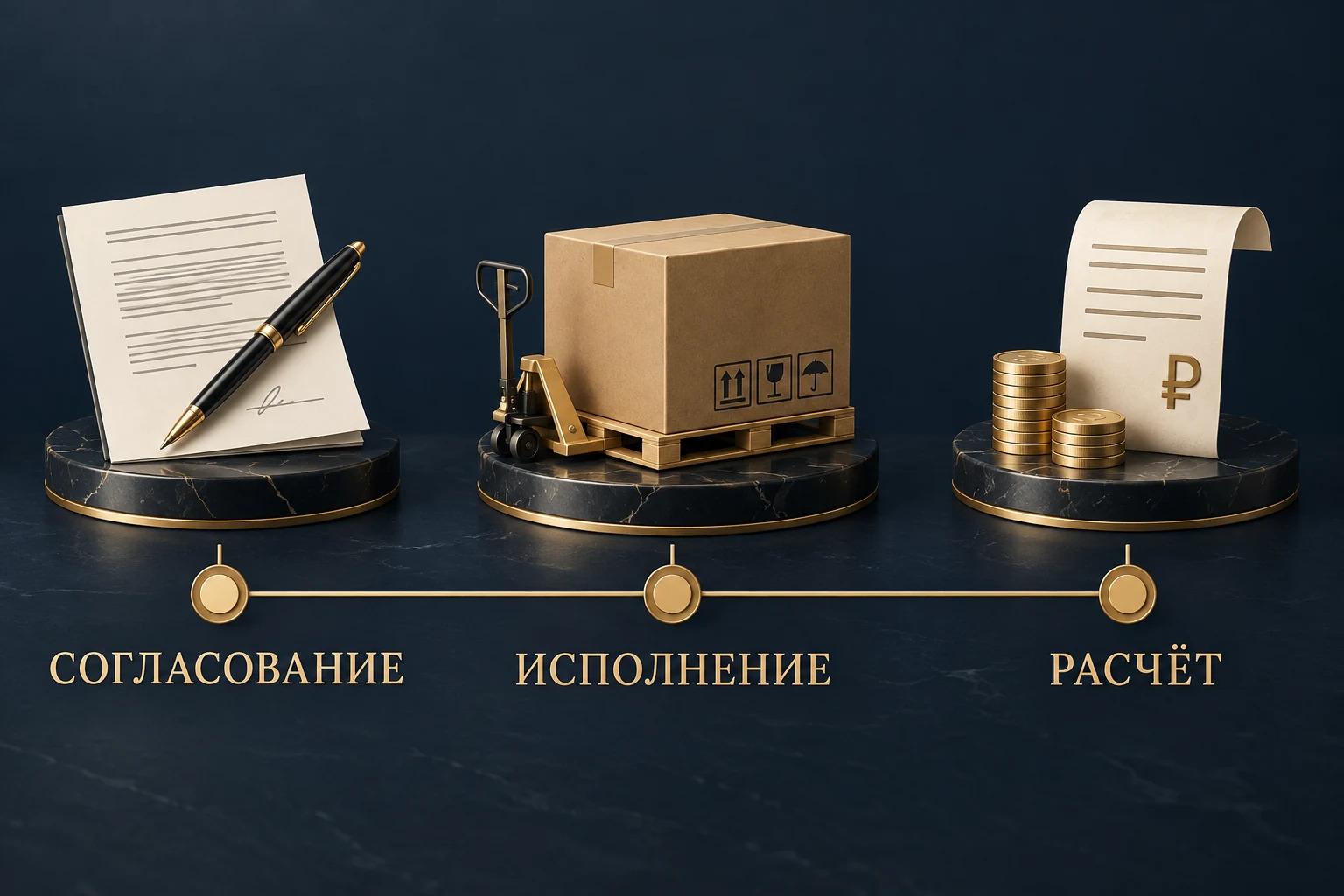 Концептуальная временная шкала внешнего контракта: согласование, исполнение, платёж