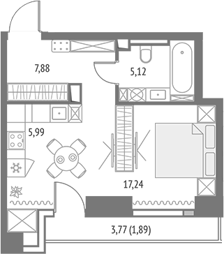 Студия 40,0 м²