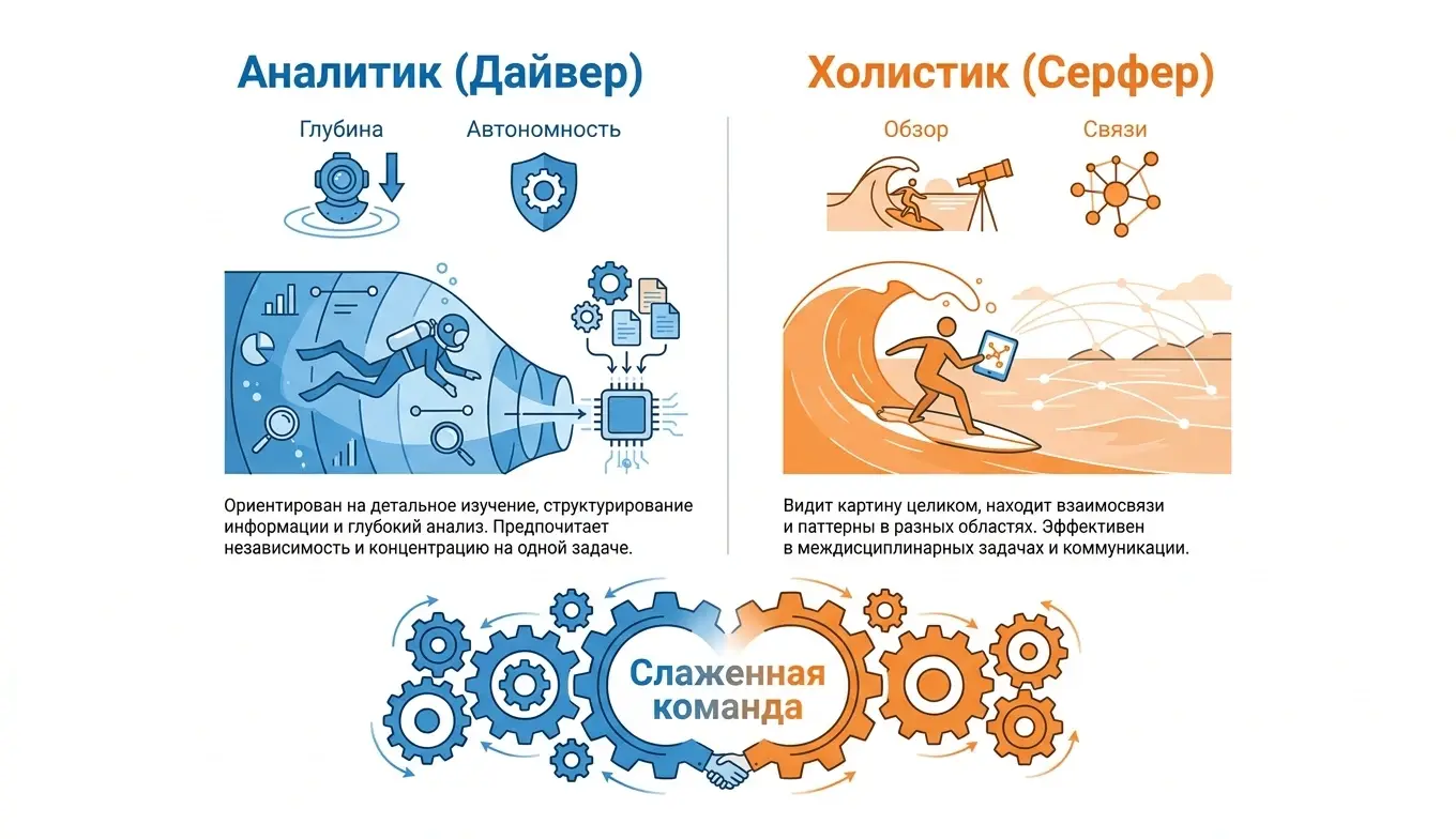 Сравнение когнитивных профилей: Аналитик и Холистик