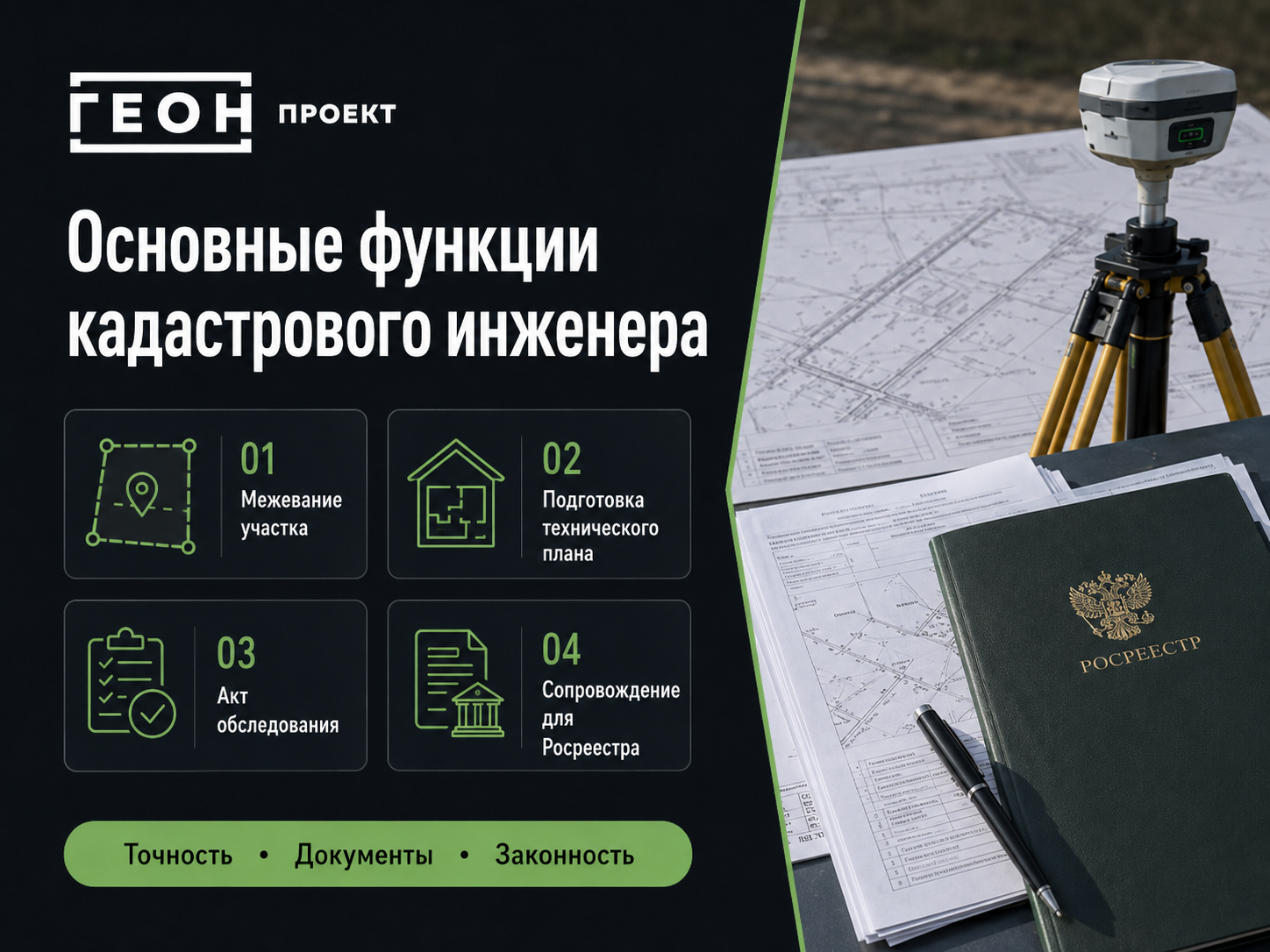 Этапы работы кадастрового инженера: проверка документов, измерения и подготовка планов