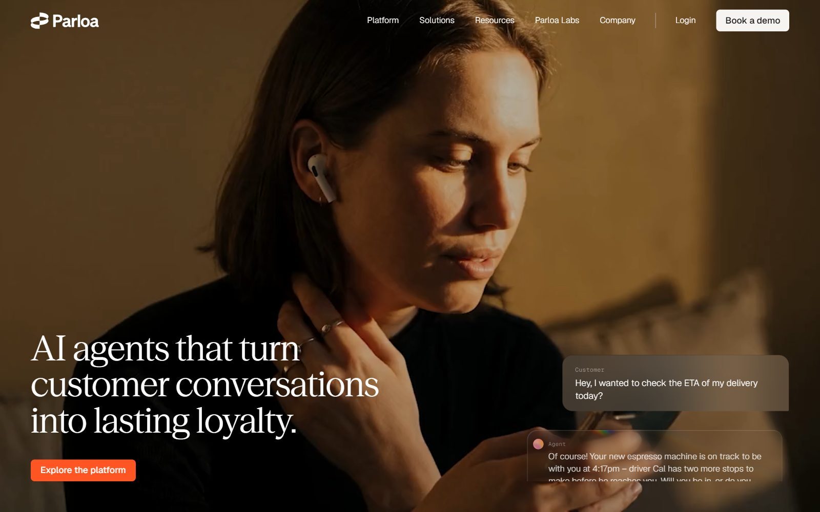 Parloa homepage screenshot (October 2026)