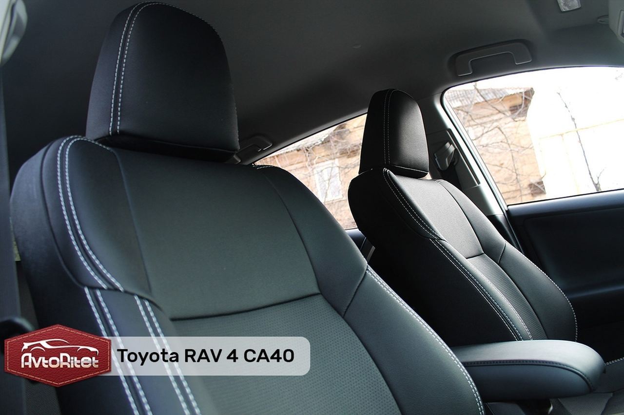 Каркасные чехлы на сиденья Toyota RAV4 4, модельные из экокожи, фото  салона, заказать с установкой, отзывы