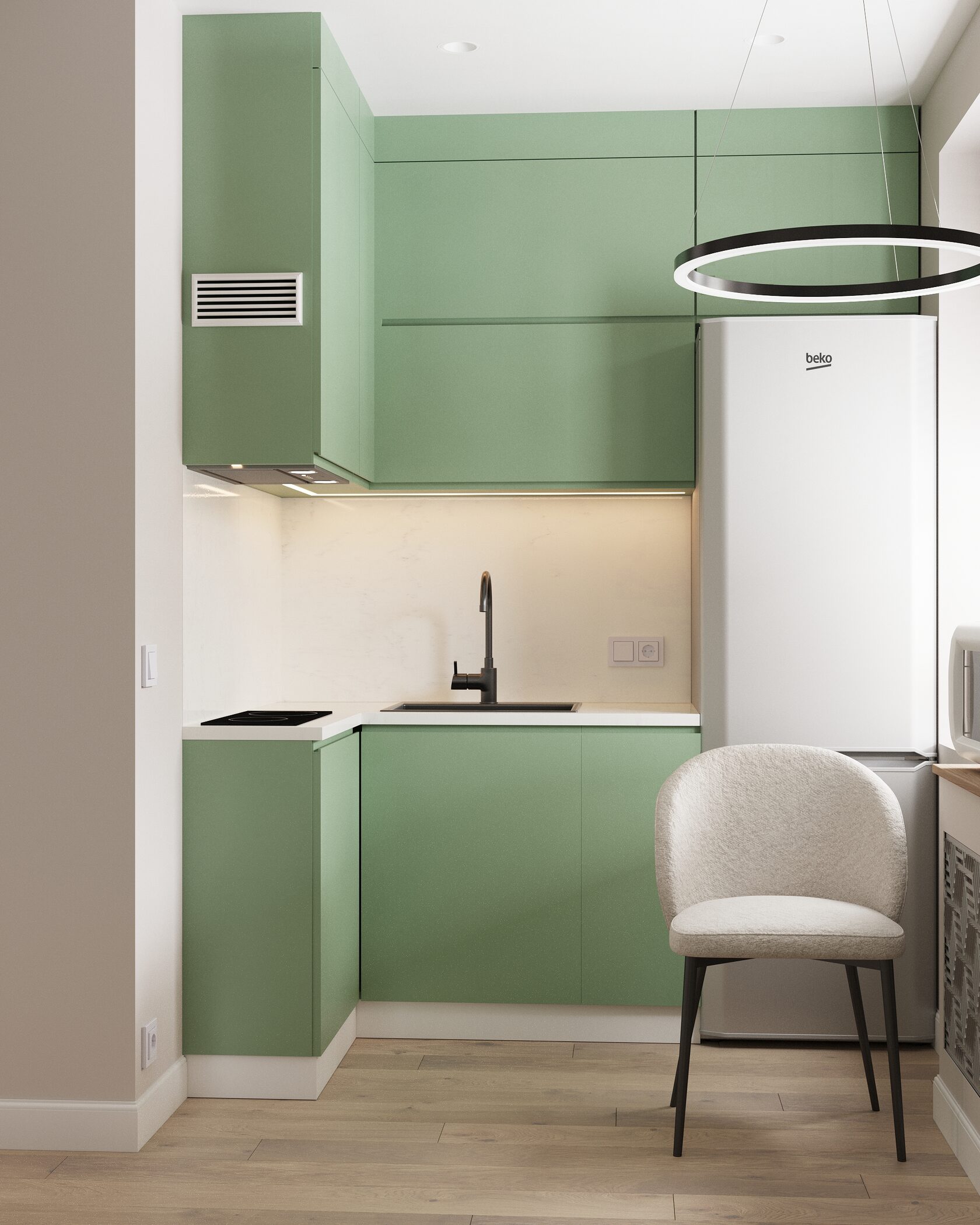 зеленая кухня в интерьере