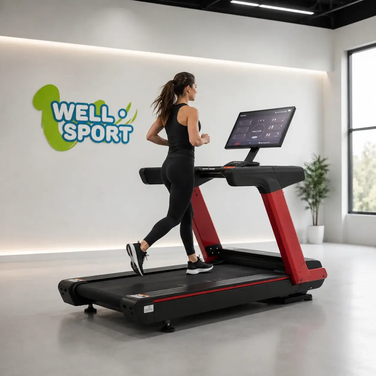 Профессиональная беговая дорожка Well-Sport в коммерческом фитнес-зале