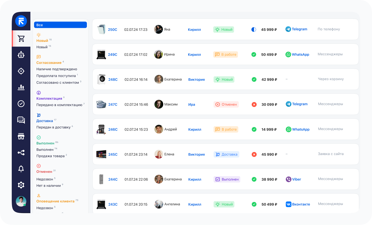 Заказы в RetailCRM