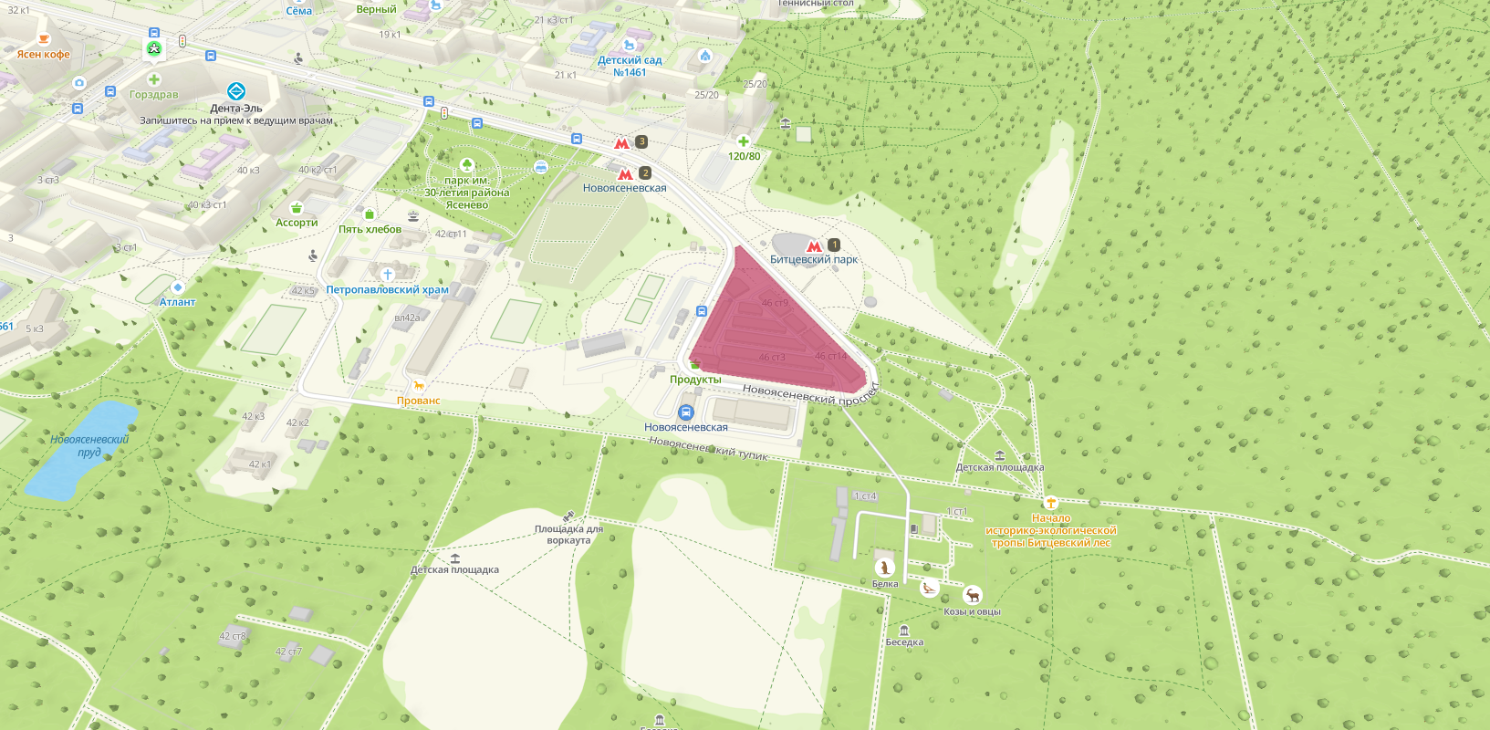 Пятно застройки ЖК Новоясеневский проспект, 46