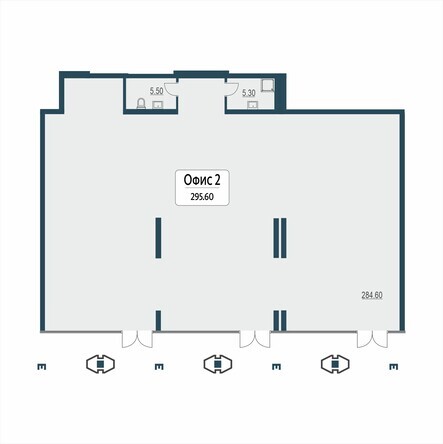 Планировка офиса № 2, 295,6 м², Первый Бизнес-квартал
