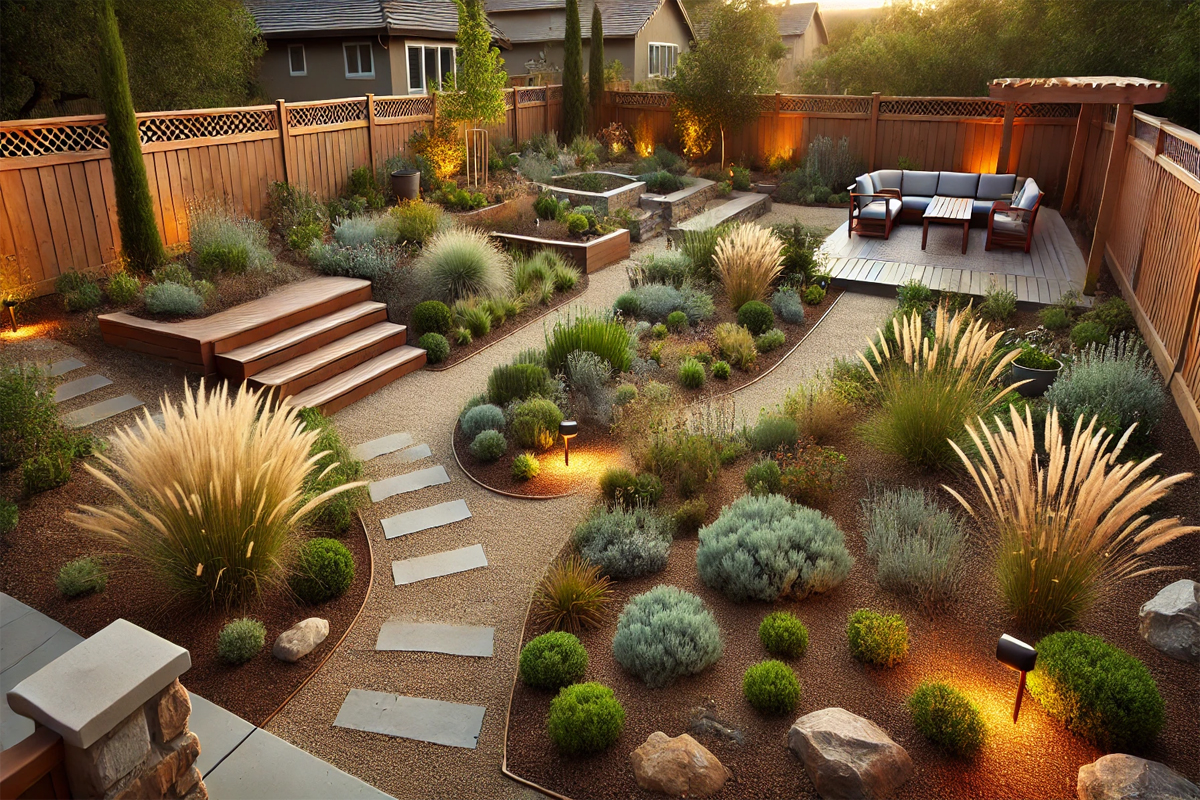 Сухой ручей как элемент дизайна, не требующий ухода